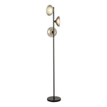 Kadience 3 Light Floor Lamp- Satin Black and Smoked Glass