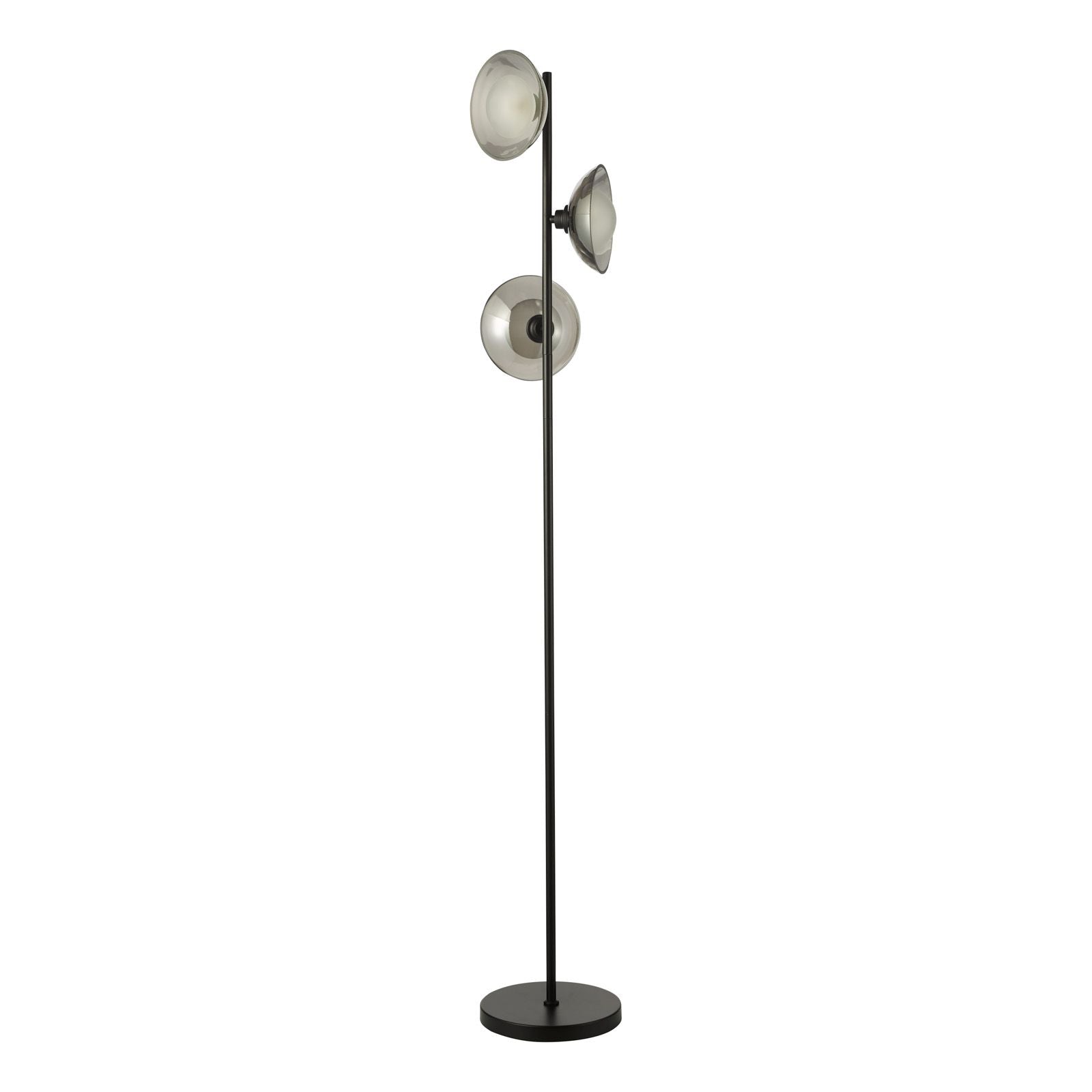 Kadience 3 Light Floor Lamp- Satin Black and Smoked Glass