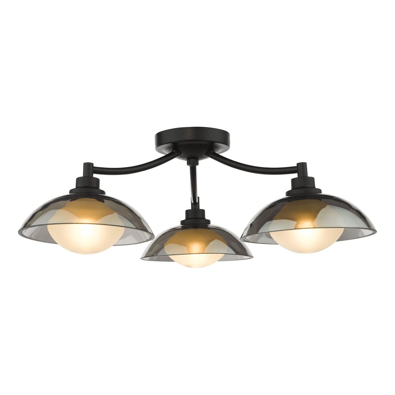 Kadience 3/6 Light Semi-Flush- Satin Black and Smoked Glass