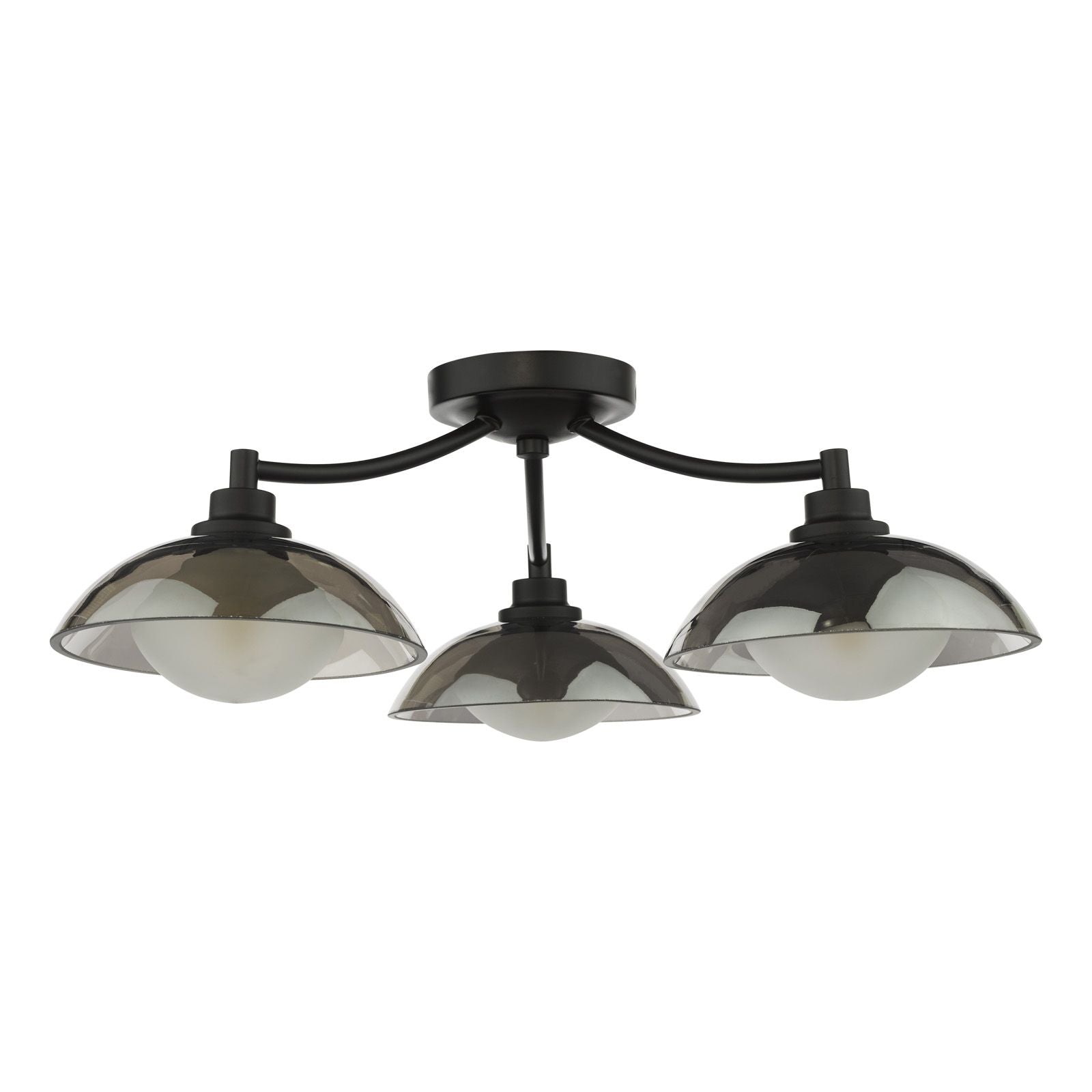 Kadience 3/6 Light Semi-Flush- Satin Black and Smoked Glass