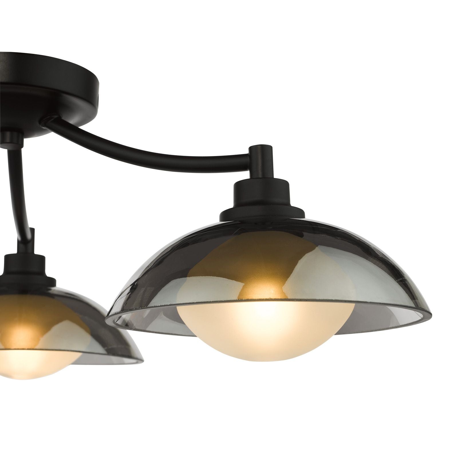 Kadience 3/6 Light Semi-Flush- Satin Black and Smoked Glass