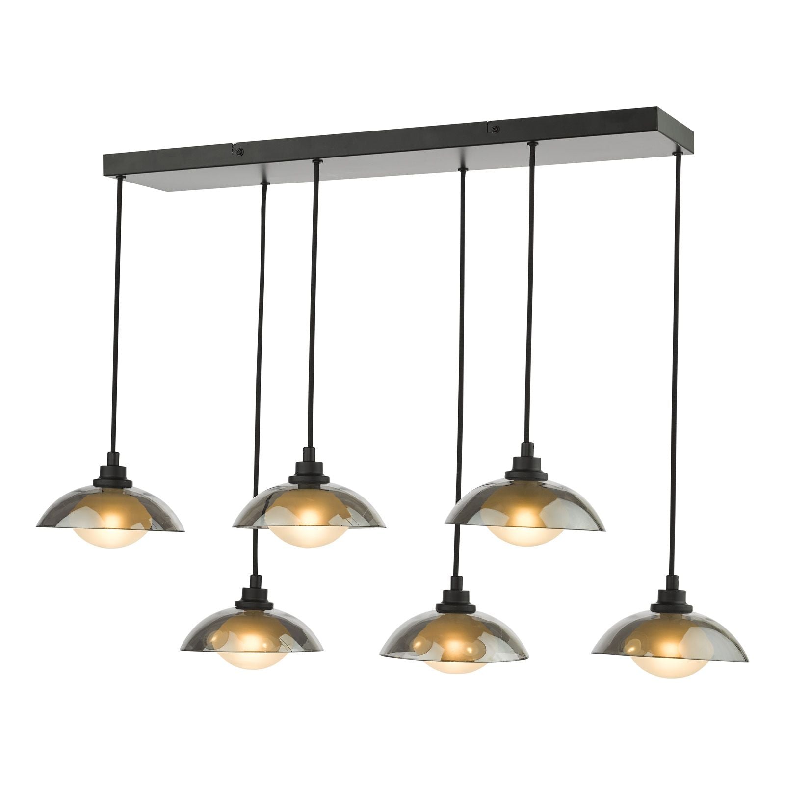 Kadience 6 Light Bar Pendant-  Satin Black and Smoked Glass