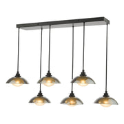 Kadience 6 Light Bar Pendant-  Satin Black and Smoked Glass