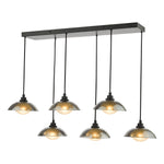 Kadience 6 Light Bar Pendant-  Satin Black and Smoked Glass