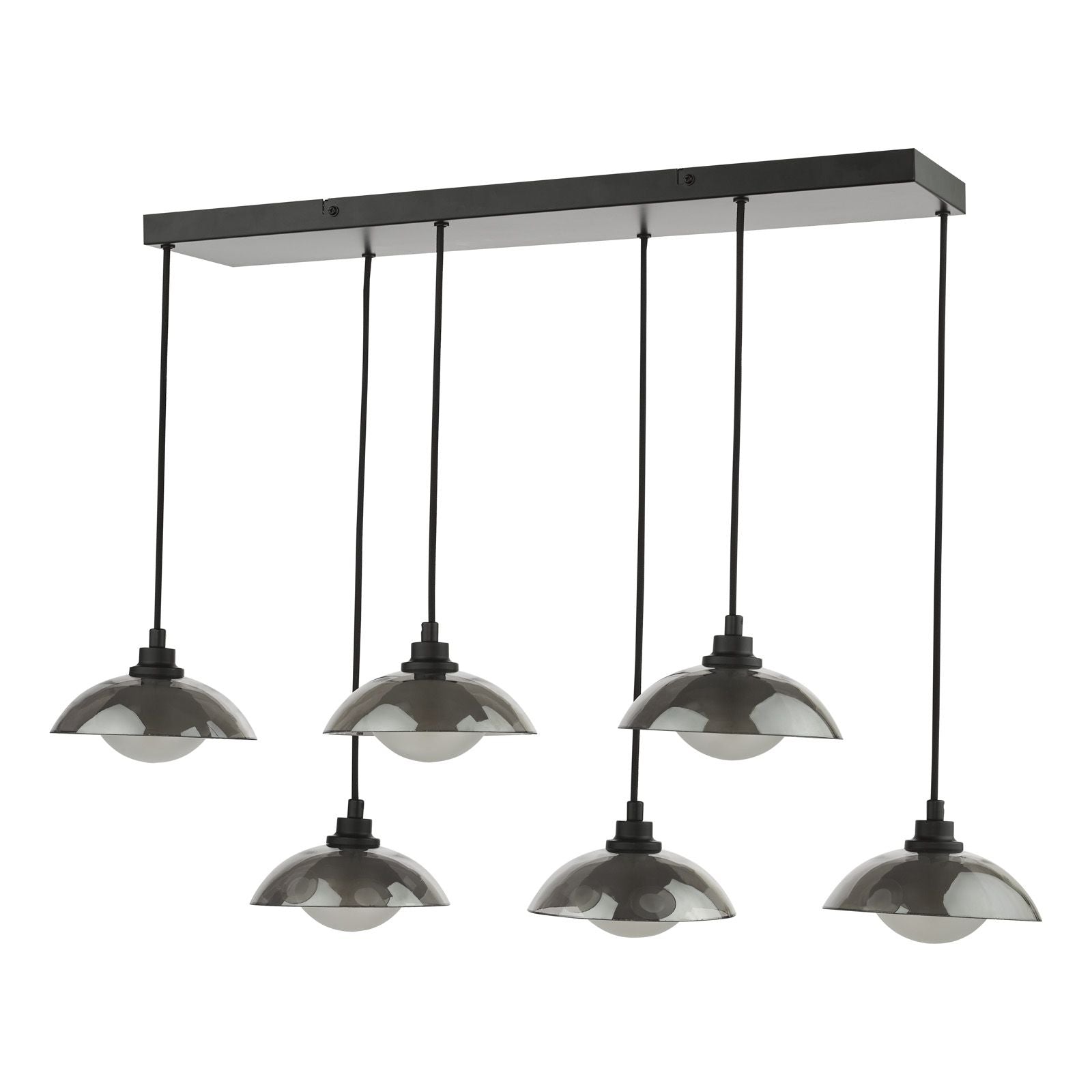 Kadience 6 Light Bar Pendant-  Satin Black and Smoked Glass