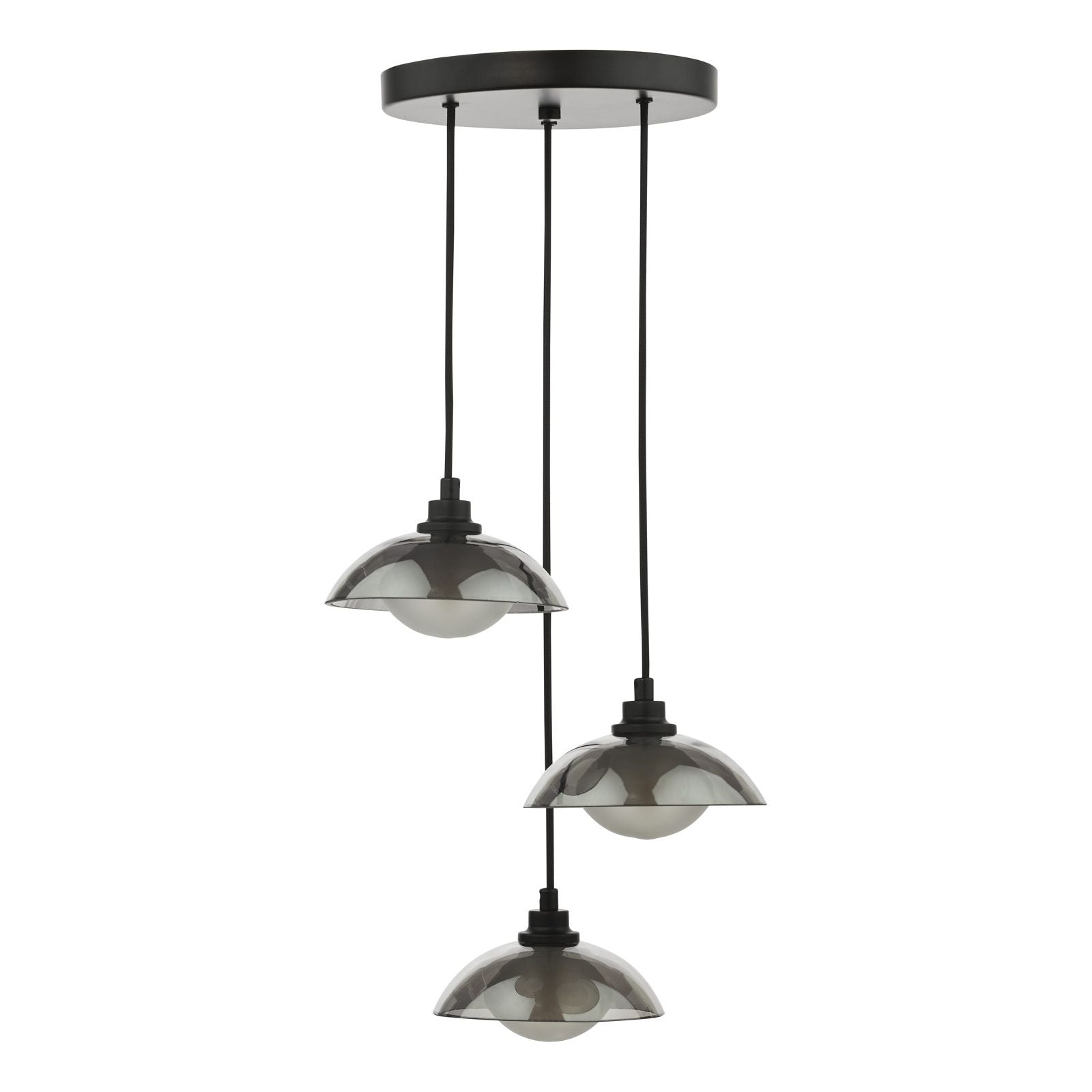 Kadience 3 Light Cluster Pendant- Satin Black and Smoked Glass