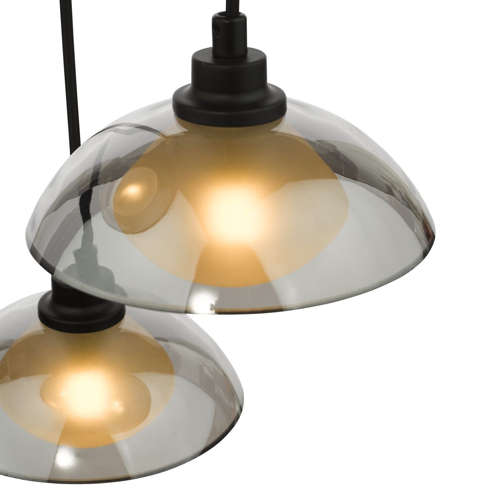 Kadience 3 Light Cluster Pendant- Satin Black and Smoked Glass