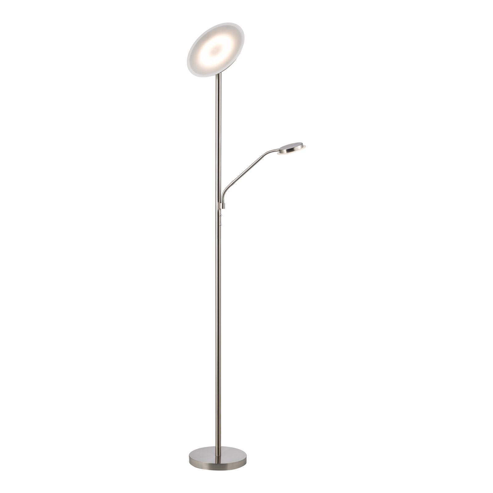 Kamika LED Mother & Child Floor Lamp- Satin Chrome/ Antique Brass