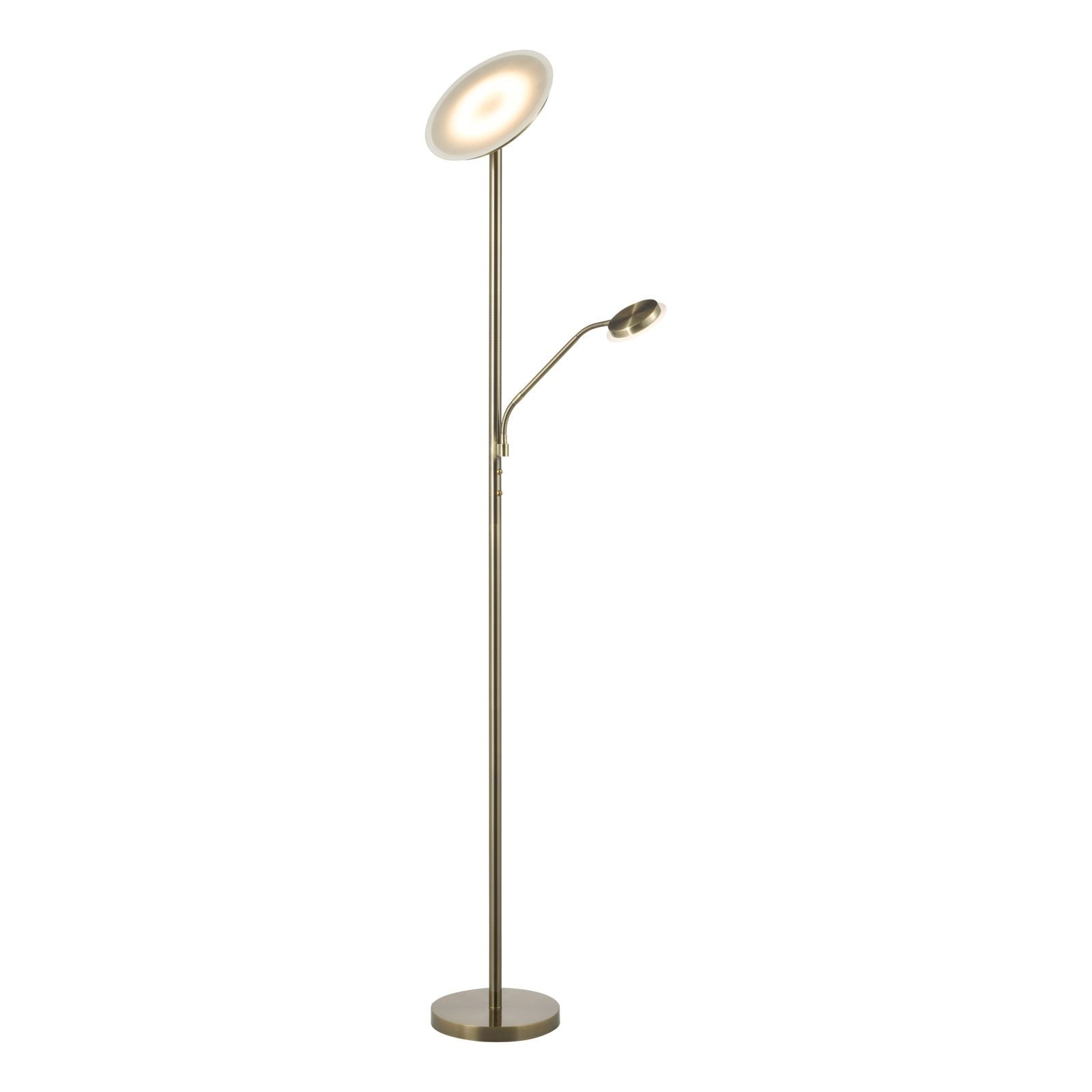 Kamika LED Mother & Child Floor Lamp- Satin Chrome/ Antique Brass