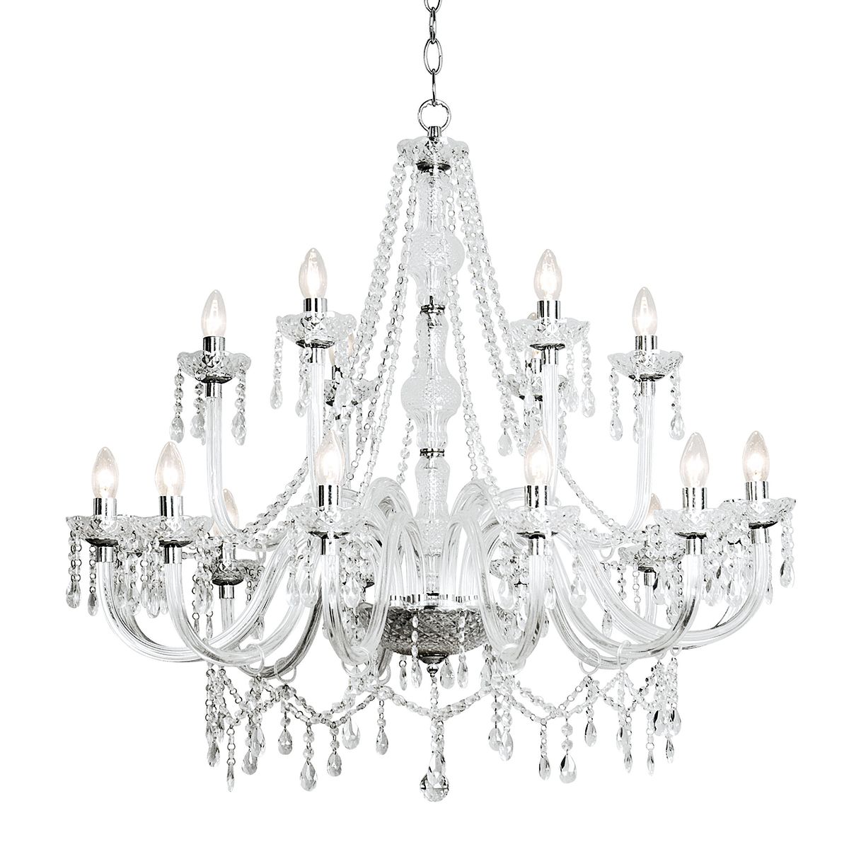 Katie 9/18Lt Chandelier Polished Chrome Acrylic Glass