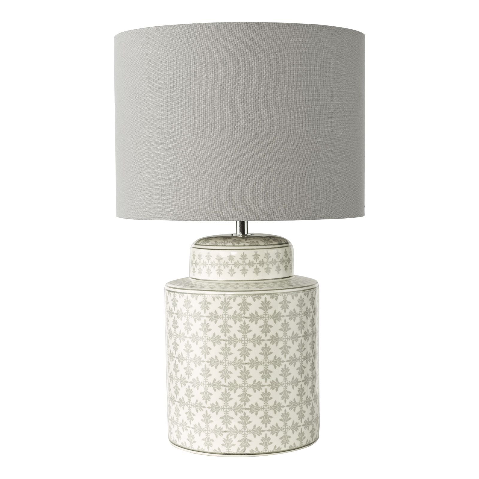 Kedron Table Lamp-  Grey and Satin Chrome With Shade