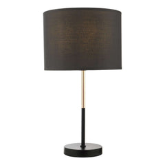 Kelso Table Lamp Matt Black Polished Copper With Shade