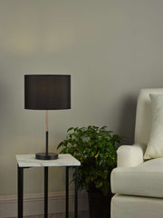 Kelso Table Lamp Matt Black Polished Copper With Shade