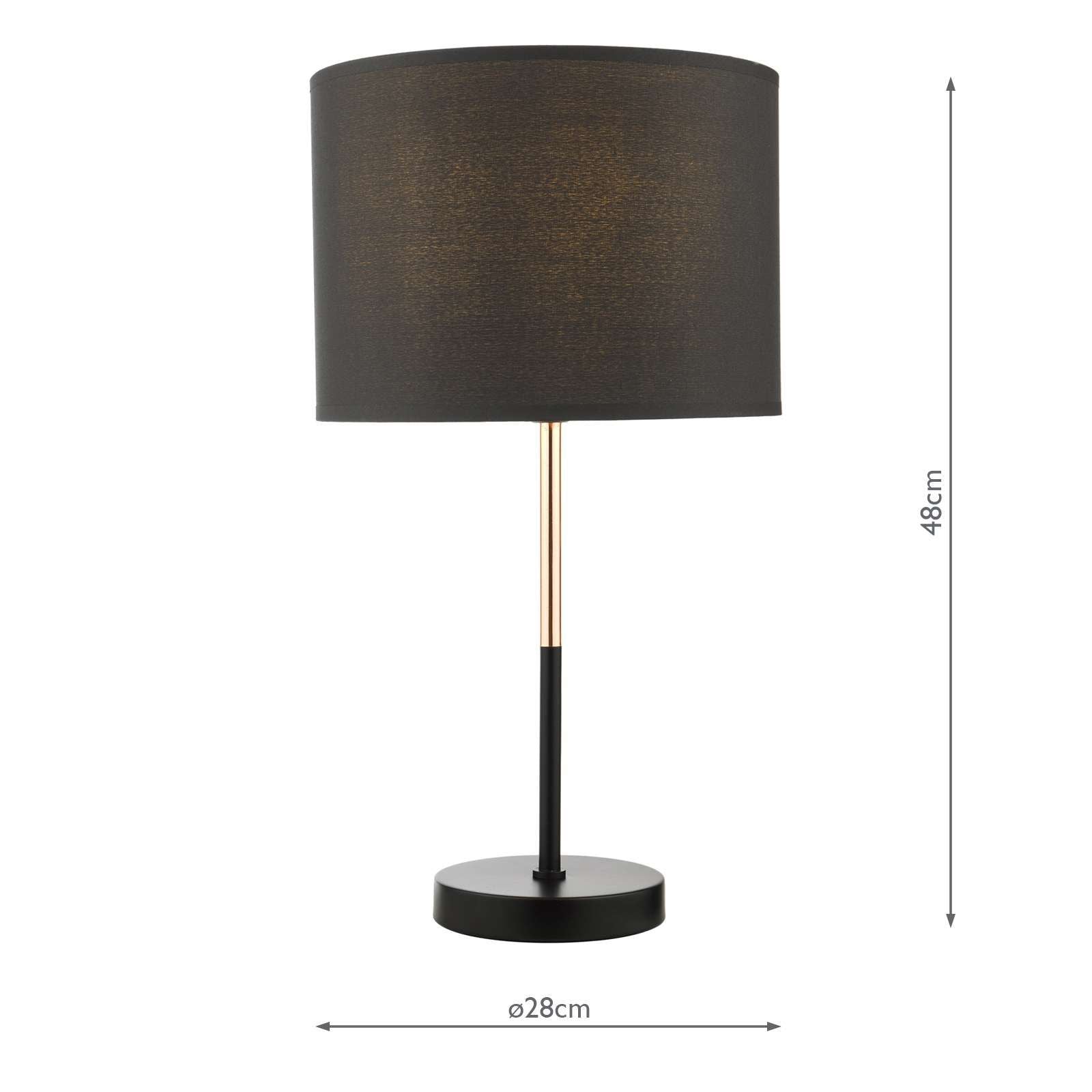 Kelso Table Lamp Matt Black Polished Copper With Shade