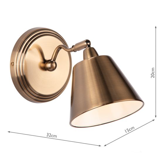 Kempten Single Wall Spotlight Antique Brass