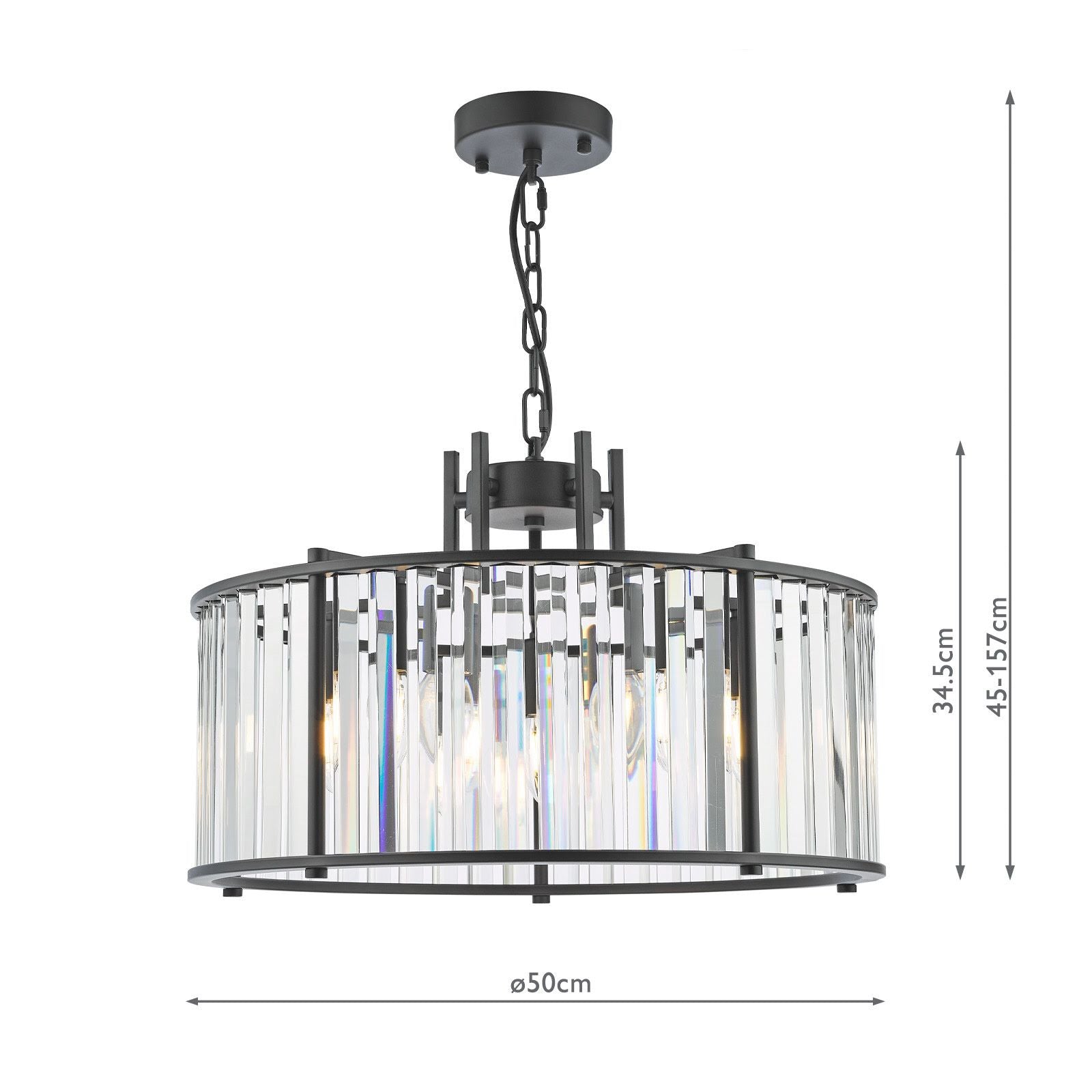 Kiran 5Lt Crystal Ceiling Light - Natural Brass / Satin Black