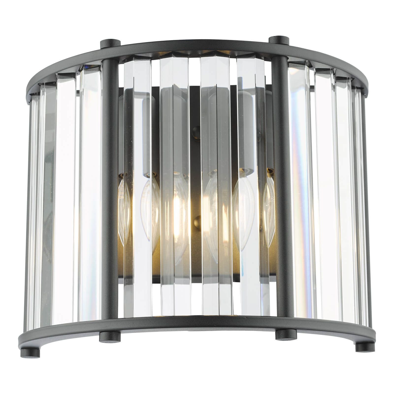 Kiran 2Lt Crystal Wall Light - Natural Brass / Satin Black