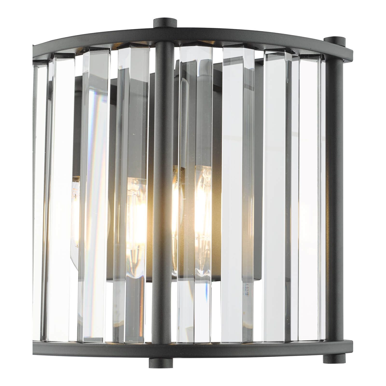 Kiran 2Lt Crystal Wall Light - Natural Brass / Satin Black