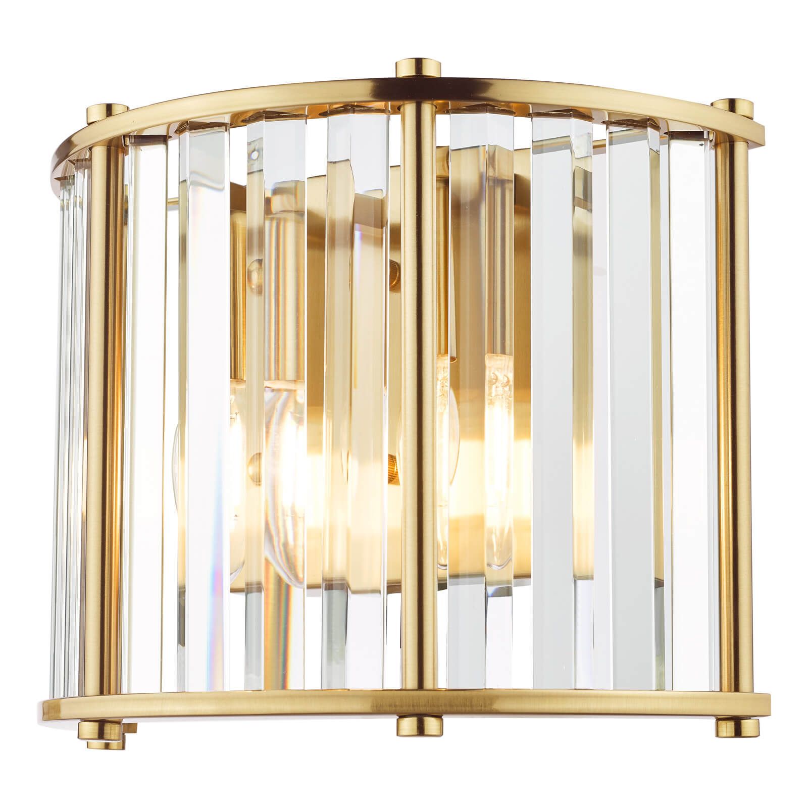 Kiran 2Lt Crystal Wall Light - Natural Brass / Satin Black