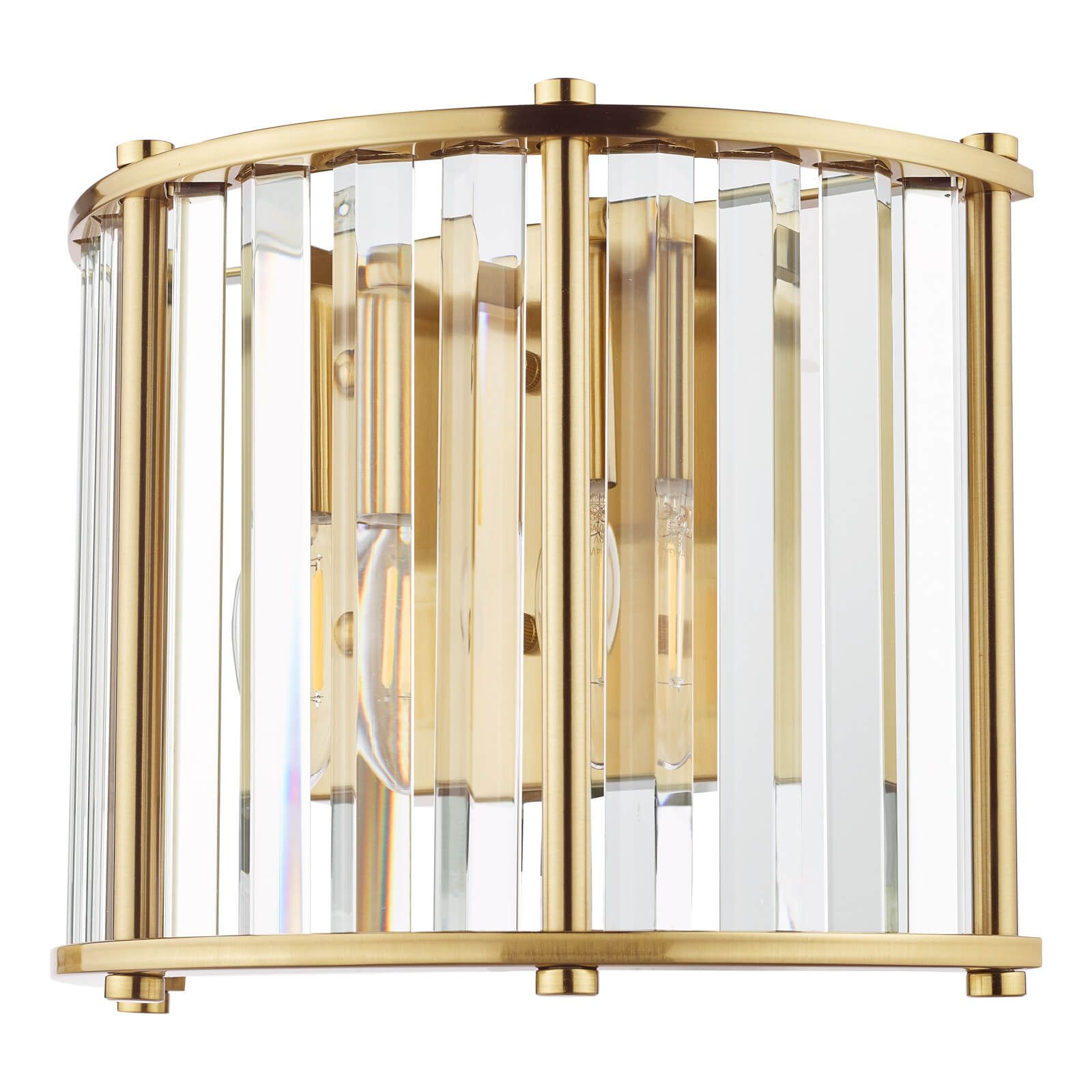 Kiran 2Lt Crystal Wall Light - Natural Brass / Satin Black