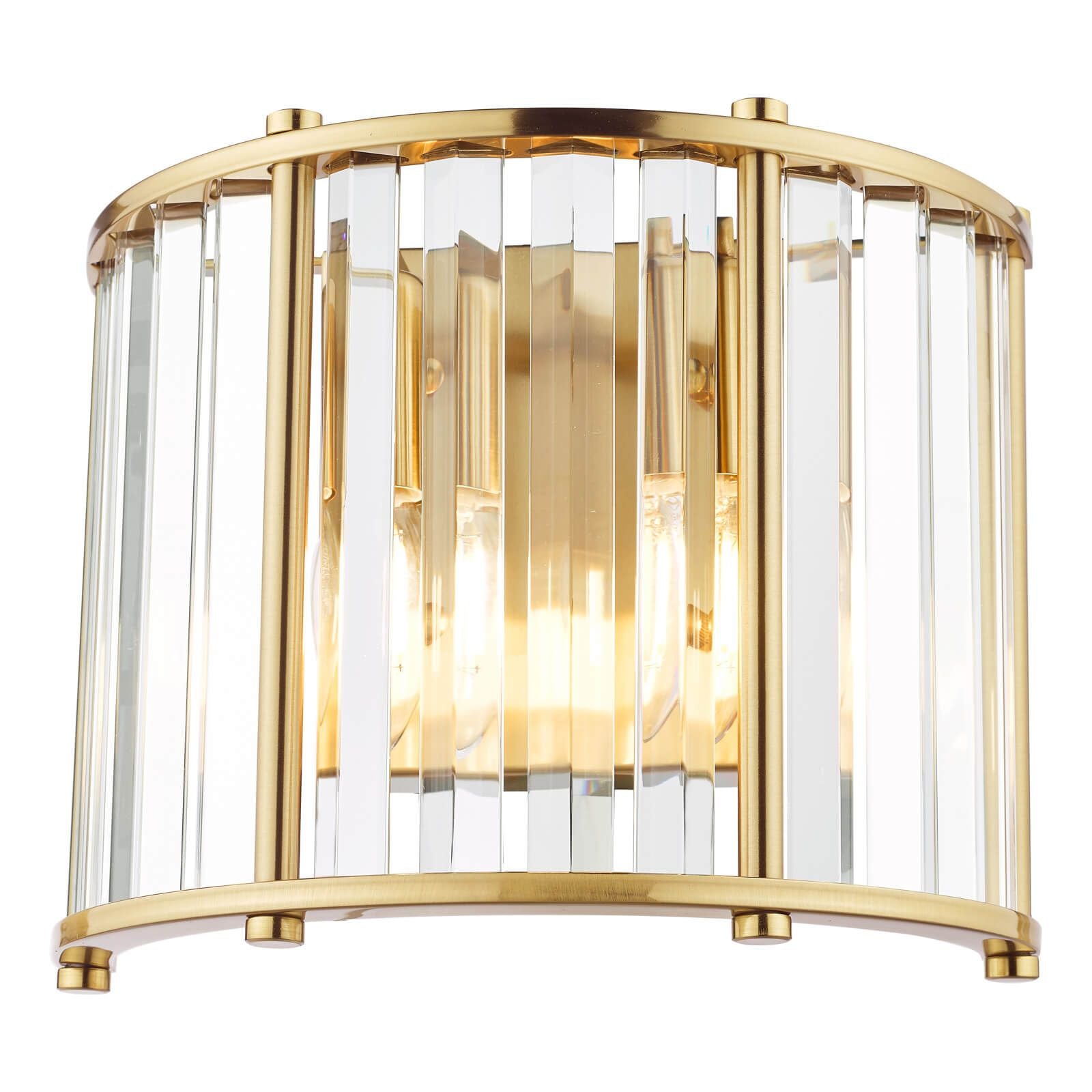 Kiran 2Lt Crystal Wall Light - Natural Brass / Satin Black