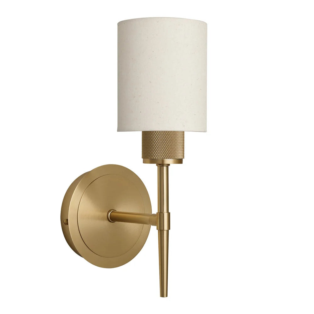 Knurled Torch Wall Light - Light Natural Cotton Brass Finishes