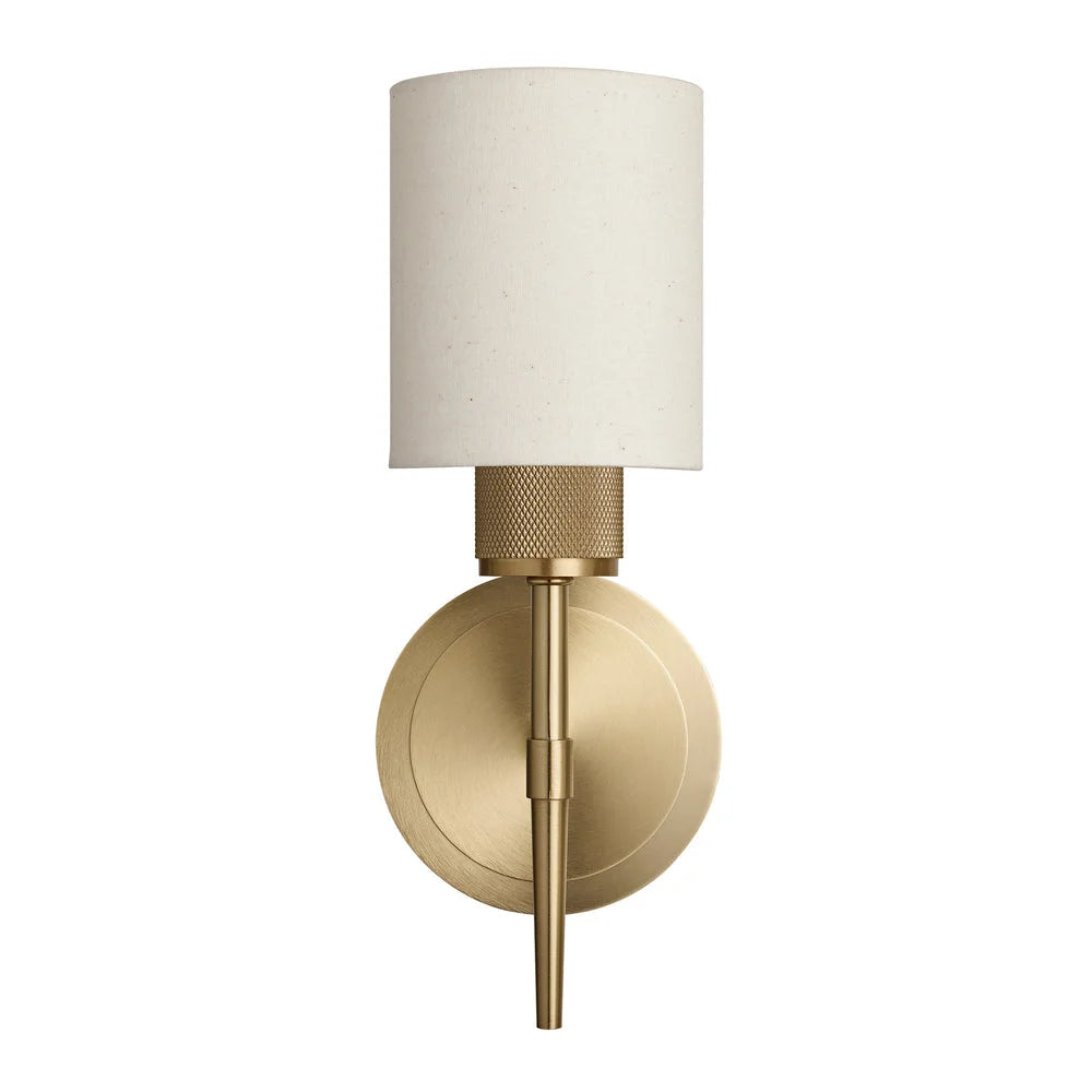 Knurled Torch Wall Light - Light Natural Cotton Brass Finishes