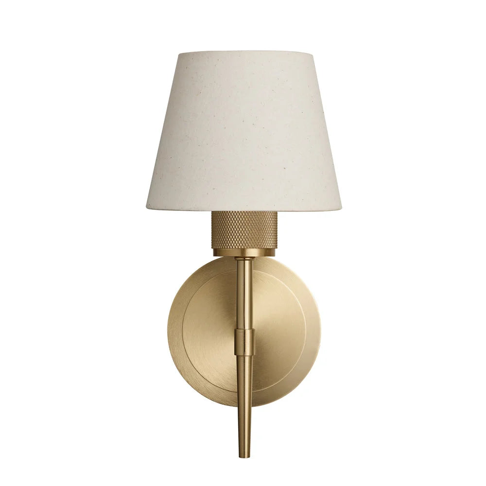 Knurled Torch Wall Light - Light Natural Cotton Brass Finishes