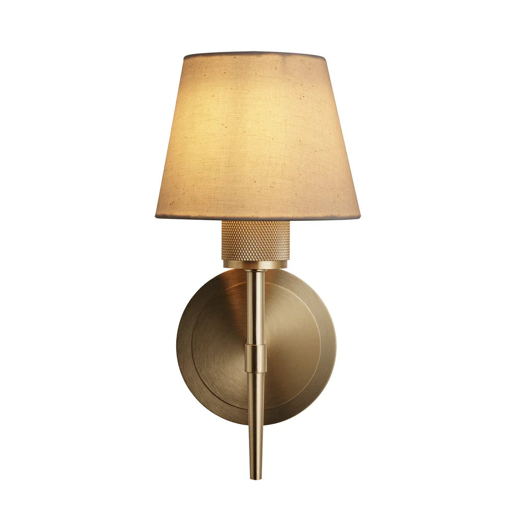 Knurled Torch Wall Light - Light Natural Cotton Brass Finishes