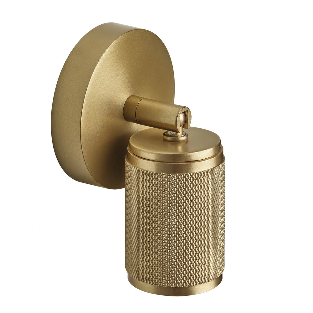 Knurled Single Spotlight- Brass Finish