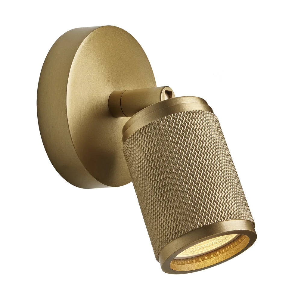 Knurled Single Spotlight- Brass Finish