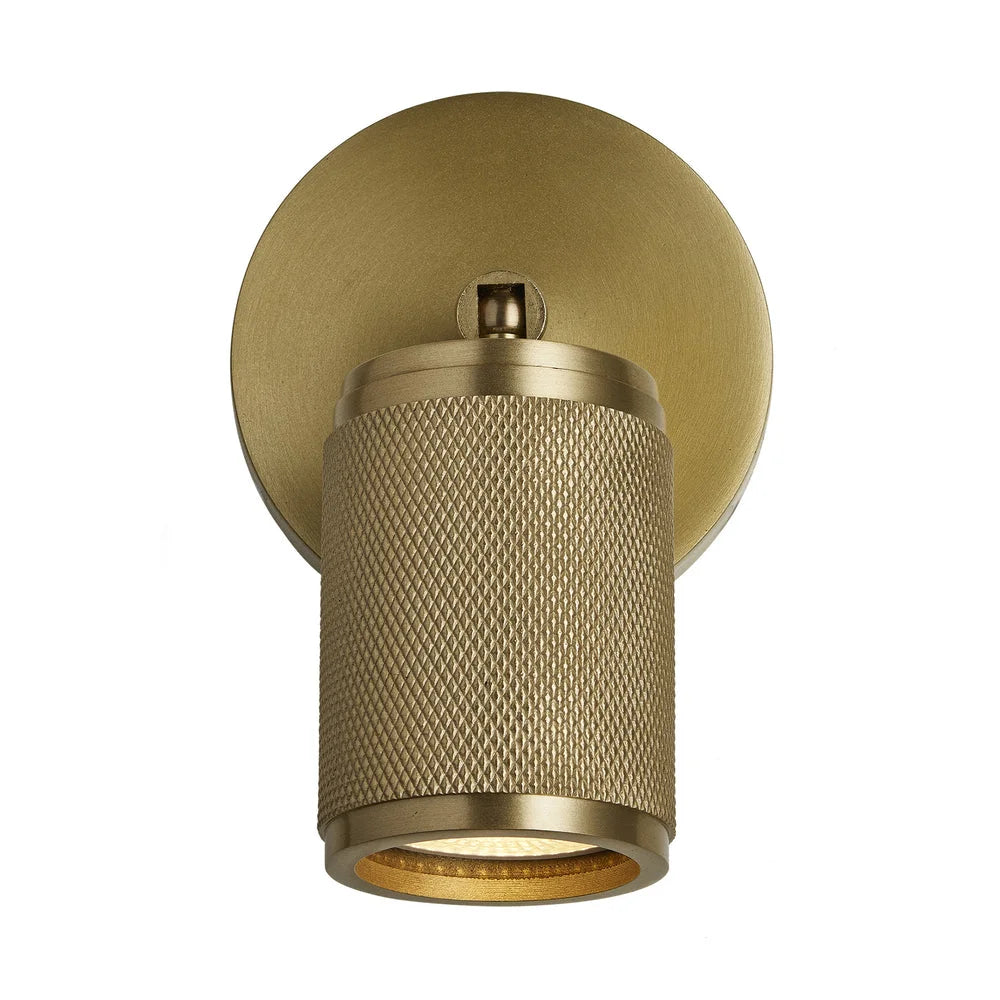 Knurled Single Spotlight- Brass Finish