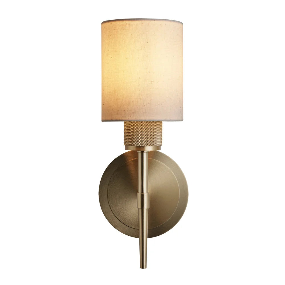 Knurled Torch Wall Light - Light Natural Cotton Brass Finishes