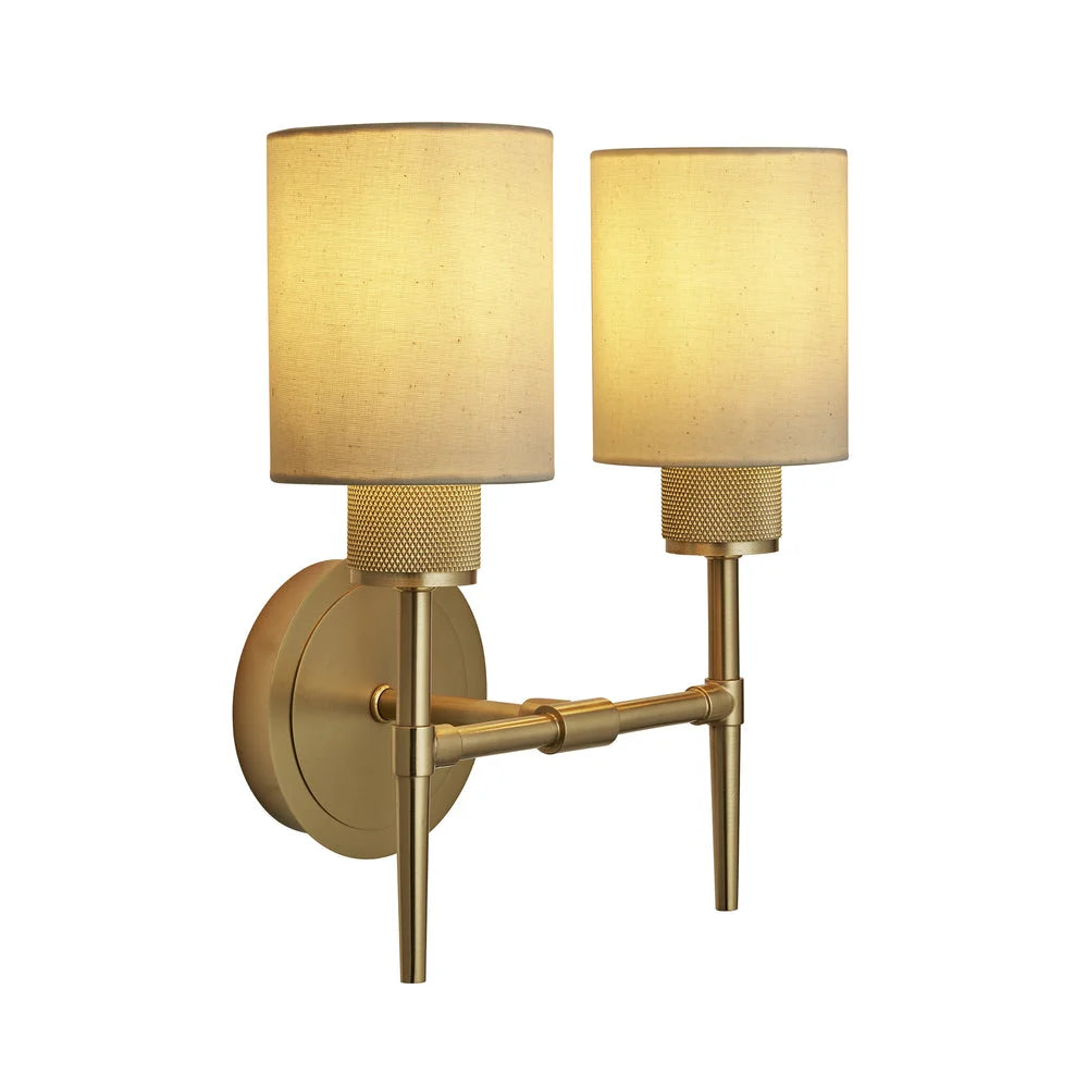 Knurled Torch Double Wall Light - Light Natural Cotton