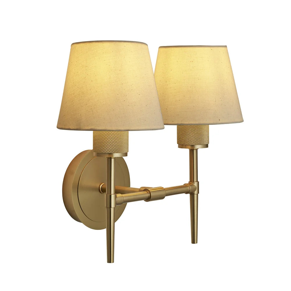 Knurled Torch Double Wall Light - Light Natural Cotton