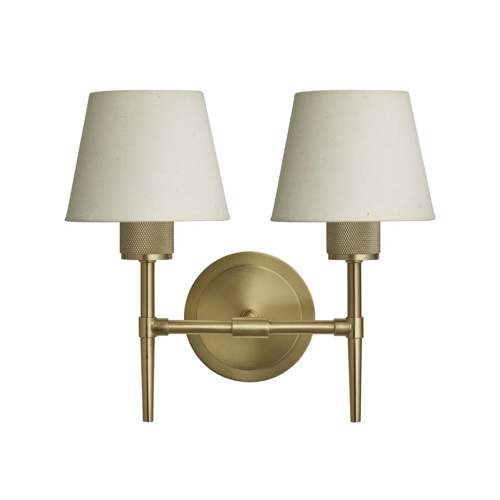 Knurled Torch Double Wall Light - Light Natural Cotton