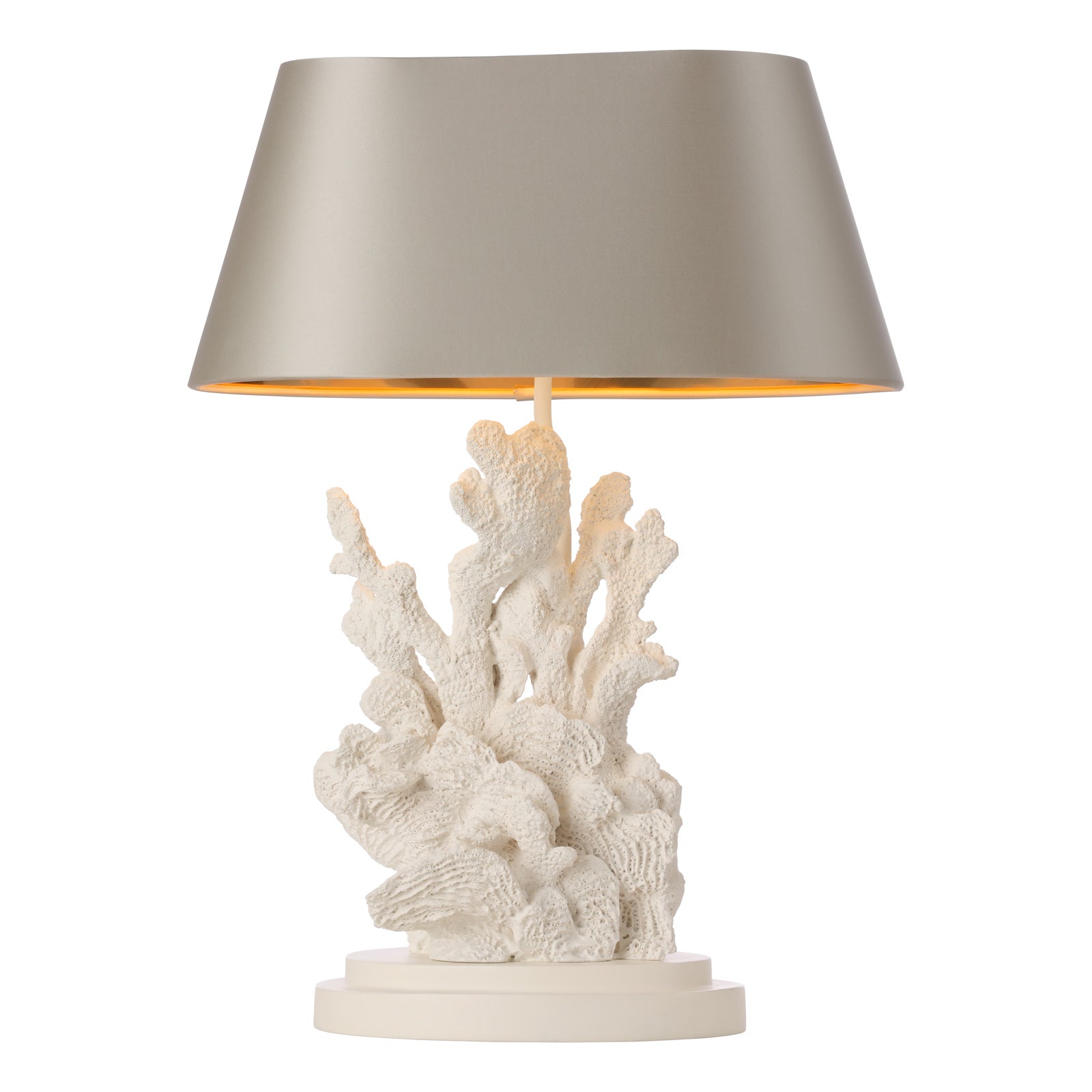 Korallion Table Lamp In Chalk White/Gold And Black Base Only E27