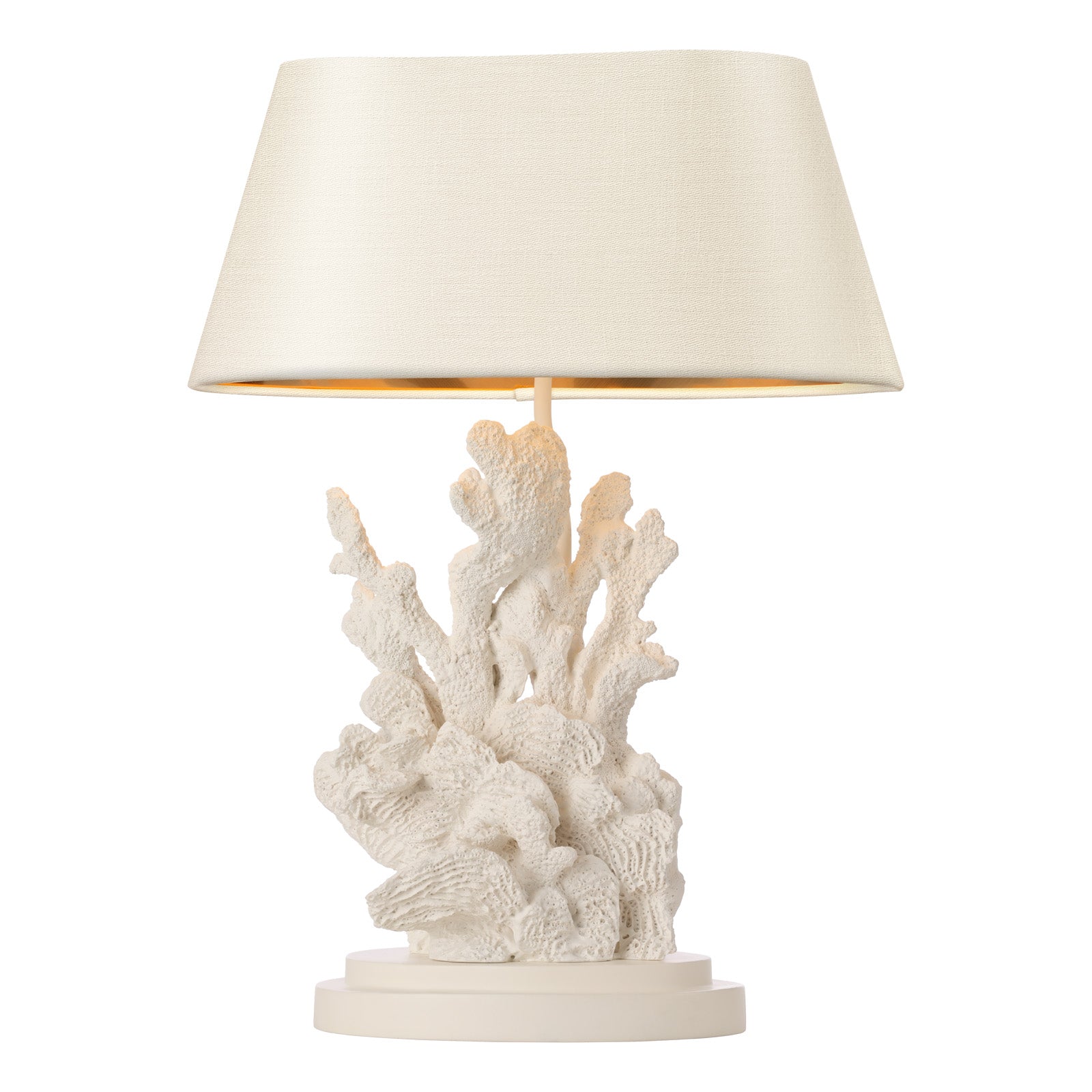 Korallion Table Lamp In Chalk White/Gold And Black Base Only E27