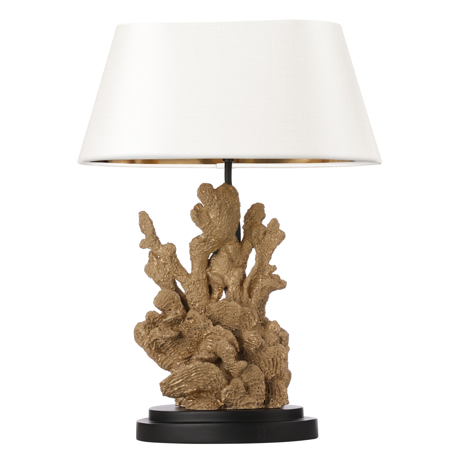 Korallion Table Lamp In Chalk White/Gold And Black Base Only E27