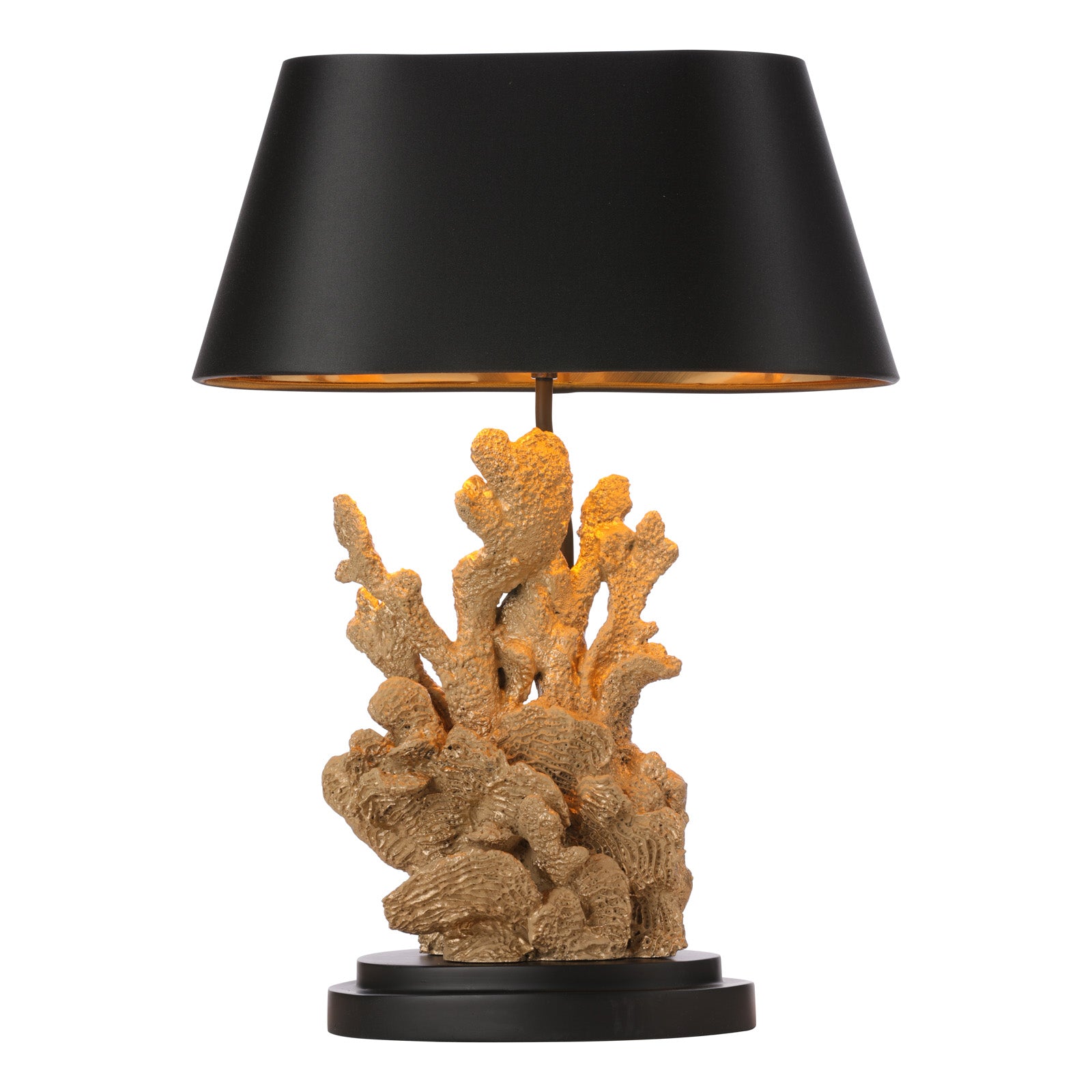 Korallion Table Lamp In Chalk White/Gold And Black Base Only E27