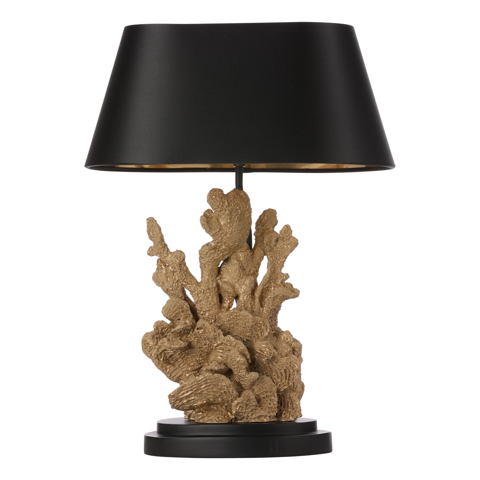 Korallion Table Lamp In Chalk White/Gold And Black Base Only E27