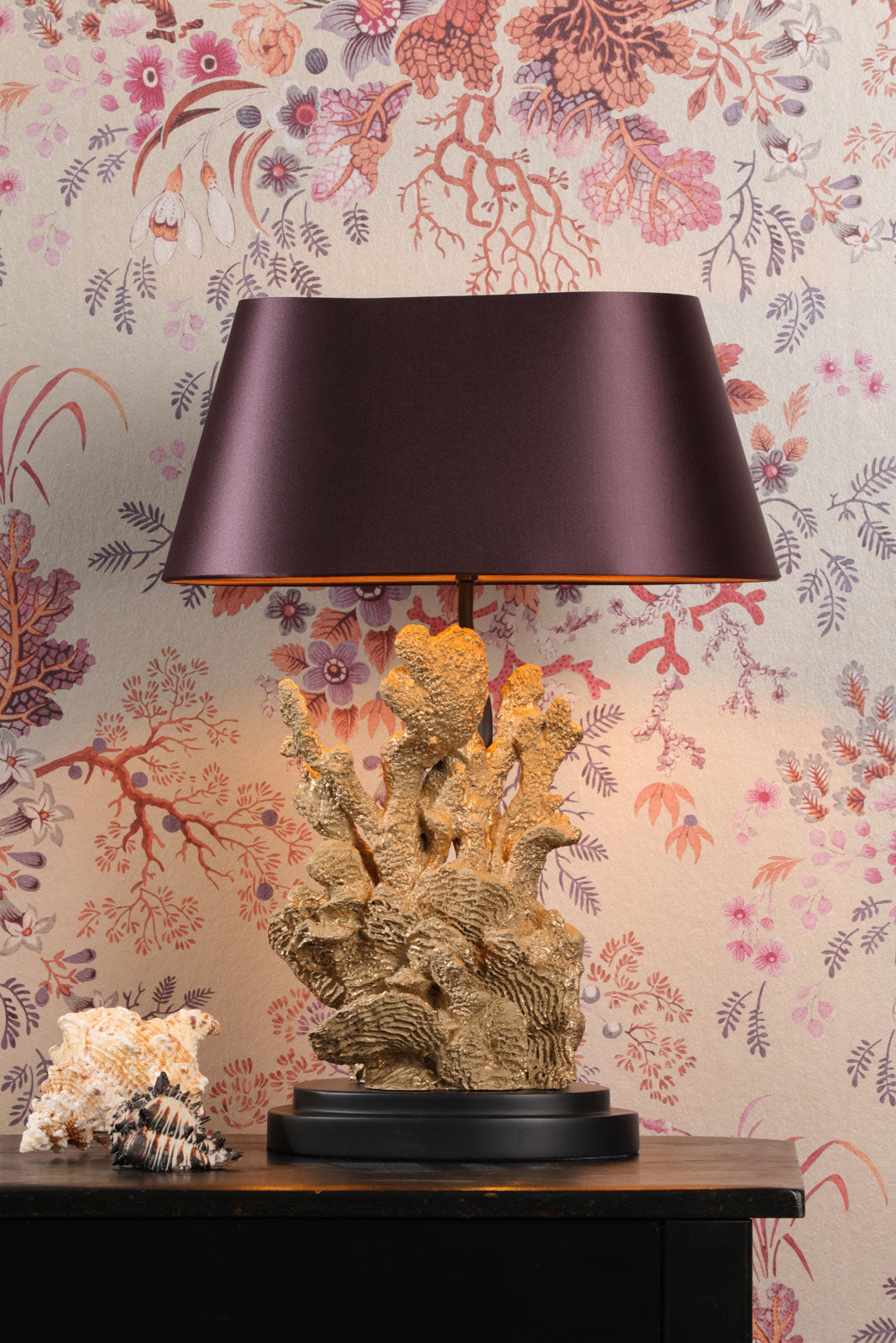 Korallion Table Lamp In Chalk White/Gold And Black Base Only E27