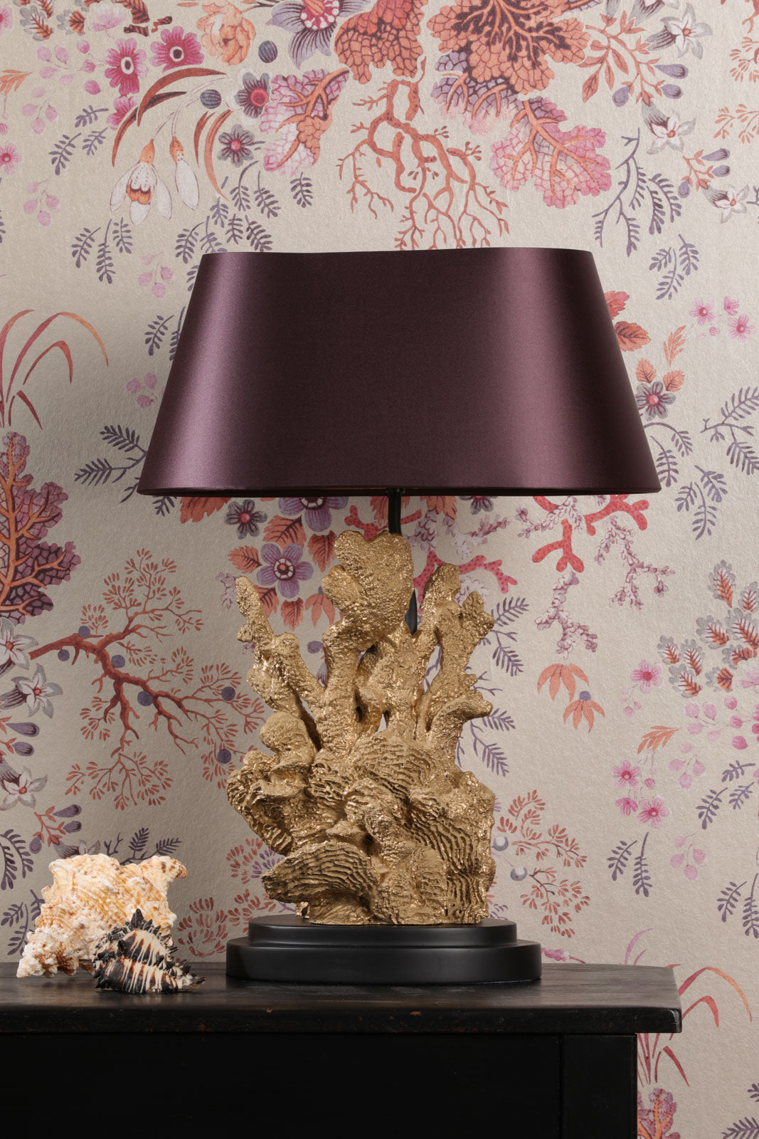 Korallion Table Lamp In Chalk White/Gold And Black Base Only E27