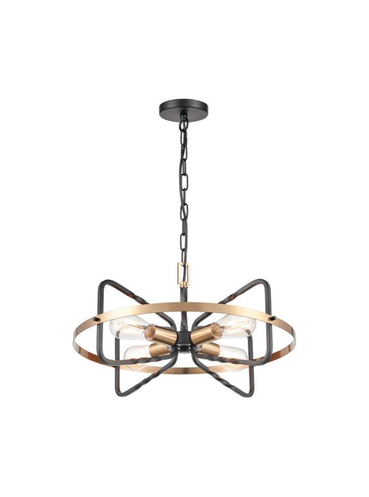 Kestrel 4Lt Centre Fitting  - Black & Brass Finish