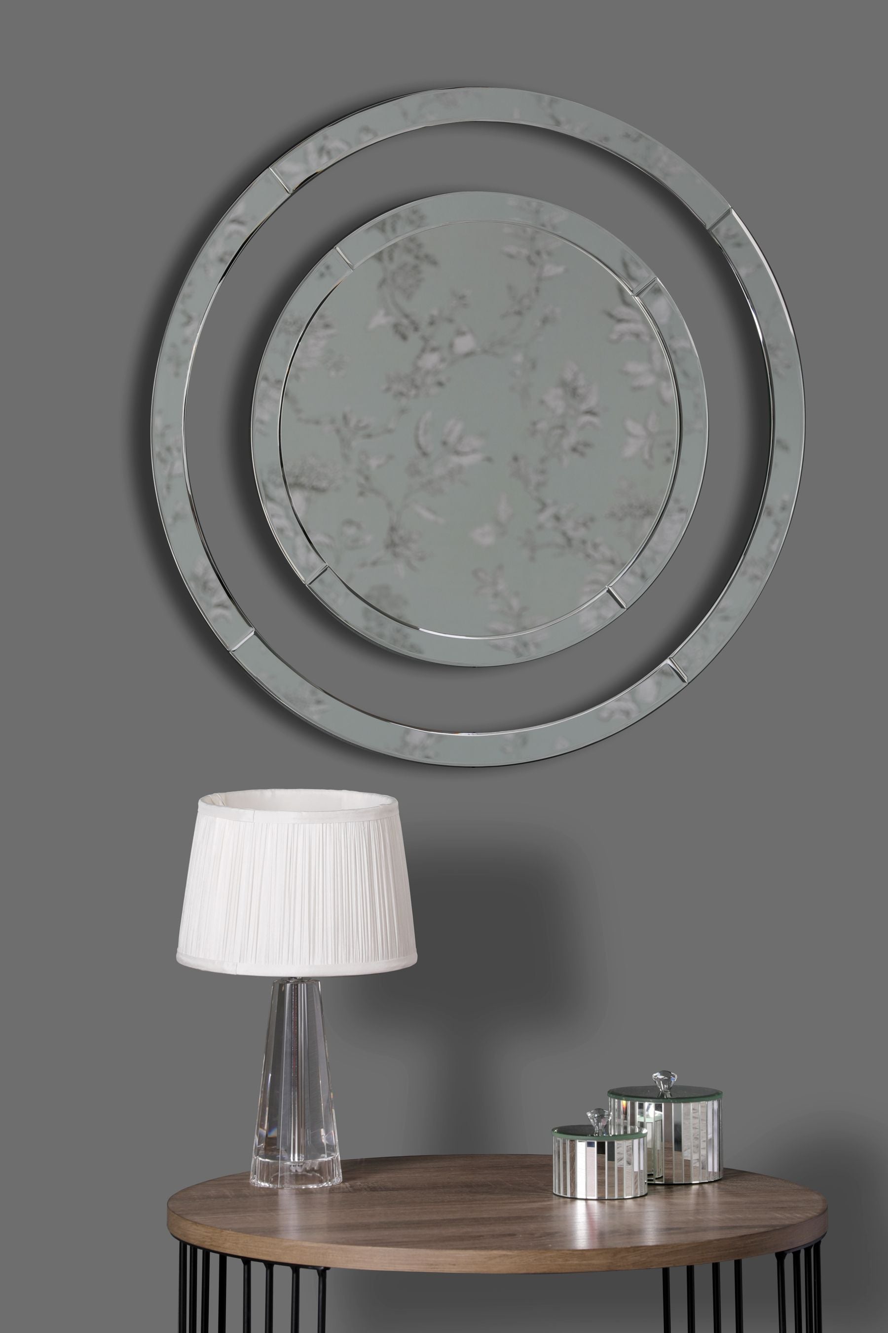 Evie Round Mirror Clear Frame - Small and Large