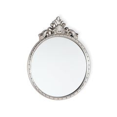 Overton Ornate Round Mirror - Silver or Champagne Frame