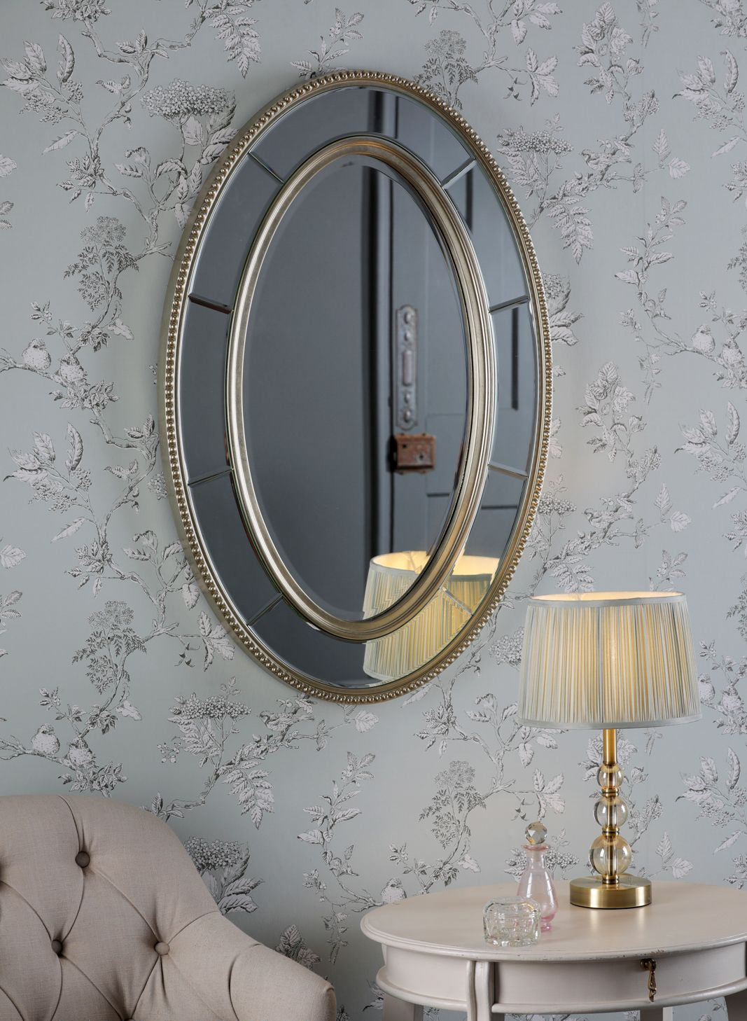 Nolton Mirror - Distressed Glass - Round and Oval