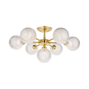 Atherton 7Lt Semi Flush Satin Brass