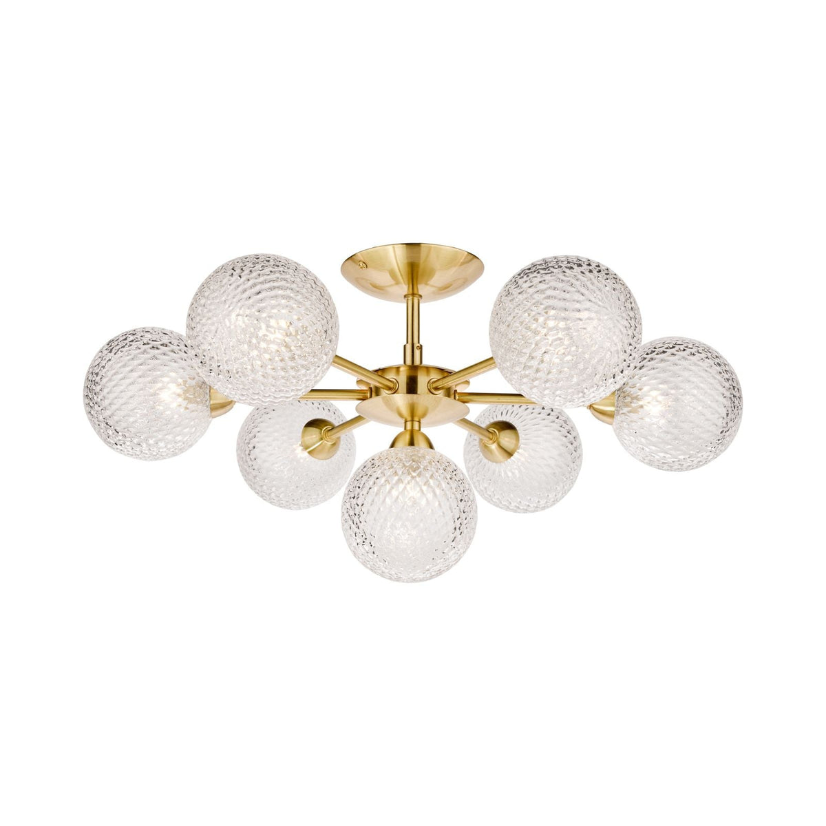 Atherton 7Lt Semi Flush Satin Brass