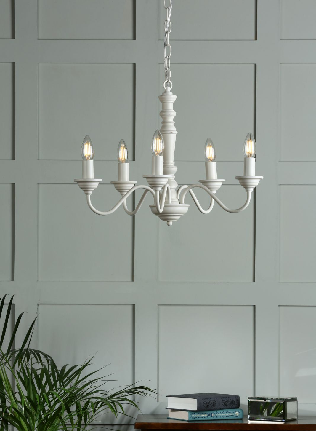 Tate 5lt Pendant Distressed Off White Fitting Only